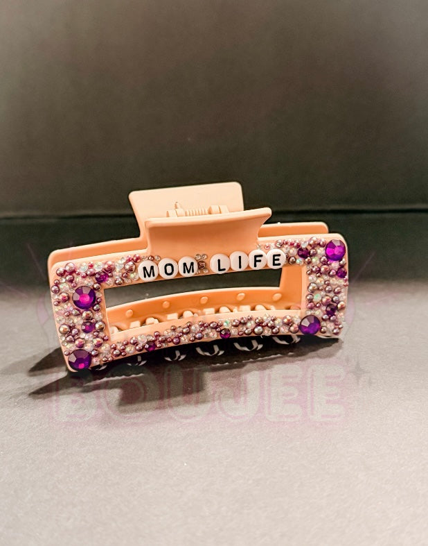 Tan “Mom Life” Junk’d Claw Clip
